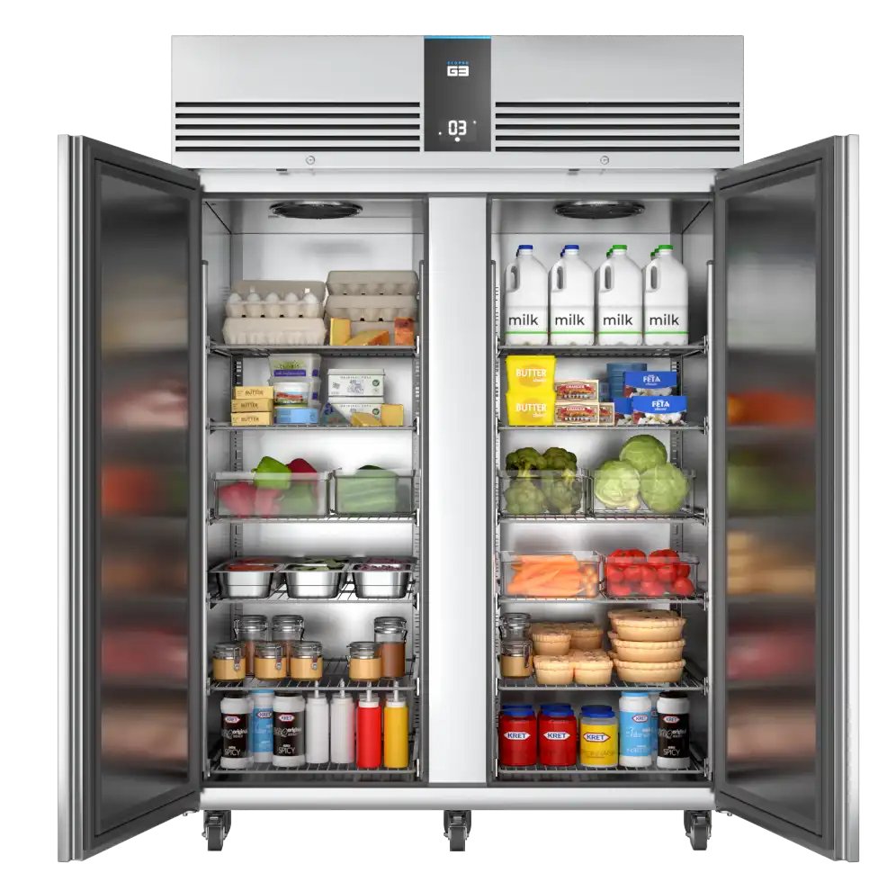 Foster-1350-Ltr-Cabinet-Refrigerator-EP1440H-Front-On-Doors-Open